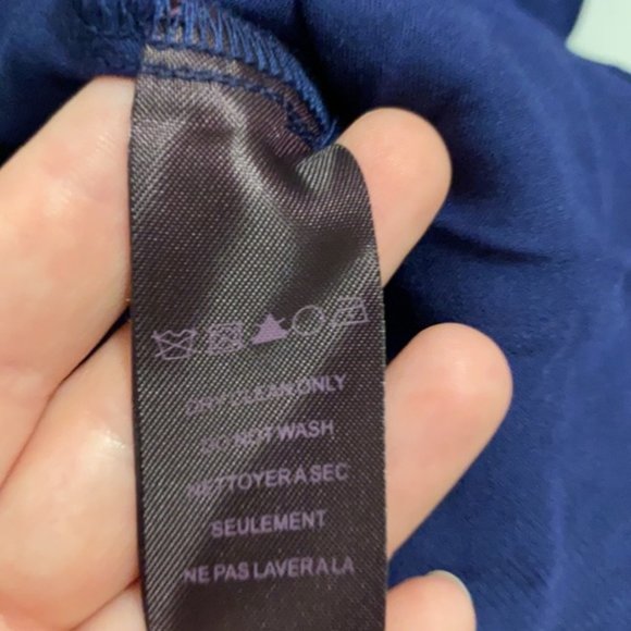 Hale Bob Navy Silk Saige blouson Patchwork Long sleeve dress Size Small - Picture 9 of 11